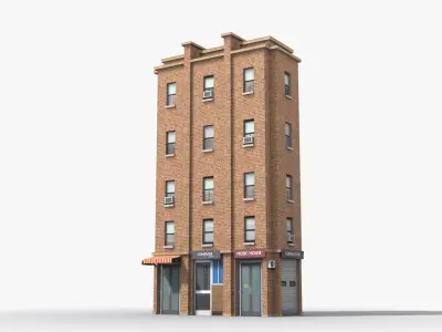 Apartment Building x18 Low-poly 3D model