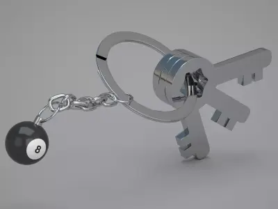 8 Snooker Ball with Keychain 3D model