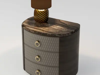 bedside table with lamp 3D model