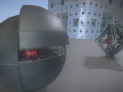 Hydraulic Sphere-Bot Low-poly 3D model