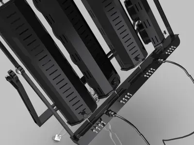 Studio-Light light stand with four lights 3D model
