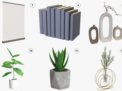 Office equipment furniture accessories collection 3D model