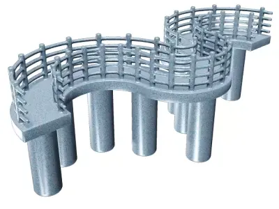 Spectacular Curve Bridge Low-poly 3D model