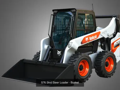 S76 Skid Steer - Quad Tracks Loaders - Bucket  2 in 1 3D Model Pack