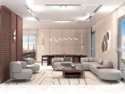 Modern Interior Living Scene 3D model