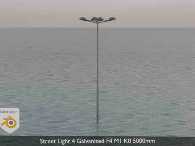 Street Light 4 Galvanized F4 M1 K0 5000mm Low-poly 3D model