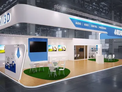 Exhibition Stand Stall  19X10 3 SIDE OPEN 3D model