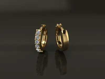 Earring One Sided Diamond Hoop Small Size 7mm Inside Diameter 3D print model