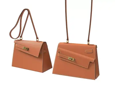 Hermes Kelly Sellier en Desordre Brown Low-poly 3D model