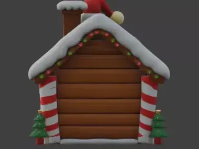 Cozy Winter Christmas Log Cabin 3D Model Low-poly 3D model