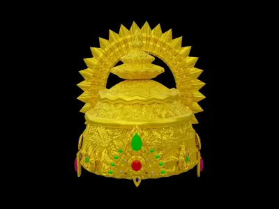 Ancient Indian Crown Low-poly 3D model