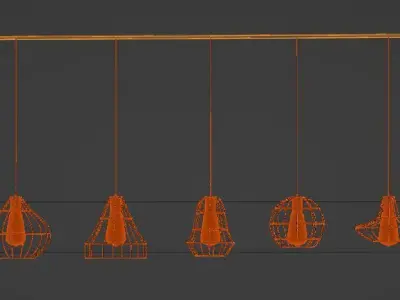 Lamp collection gold chandelier with four lights 3D model