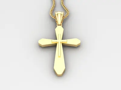 Light Gold 18K Cross Pendant 2CP044 3D print model