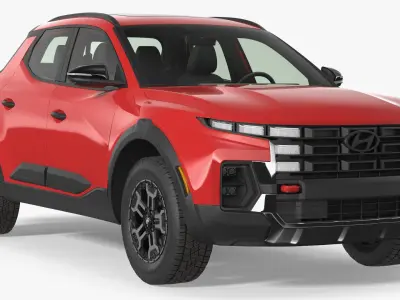  Vehicle Pickup Hyundai Santa Cruz Red Rigged for Cinema 4D 