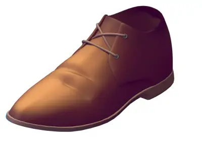 Cartoon High Poly Subdivision Brown Shoes Low-poly 3D model