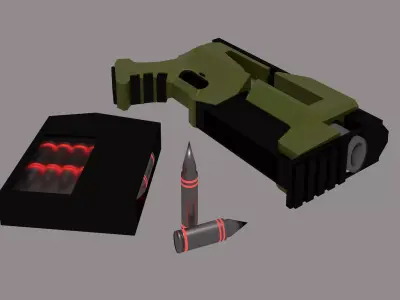 Concept sci-fi gun Low-poly 3D model