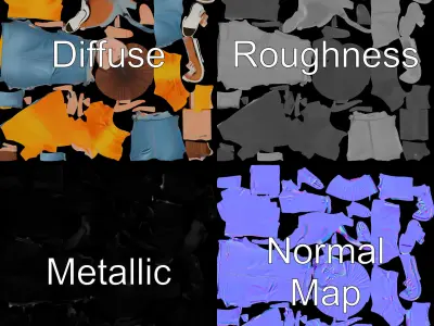 Energetic Teen Explorer LowPoly PBR D Character Model Low-poly 3D model