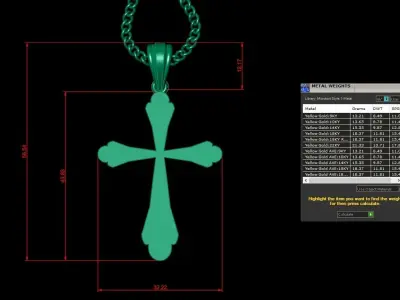 Light Gold 18K Cross Pendant 1CP079 3D print model