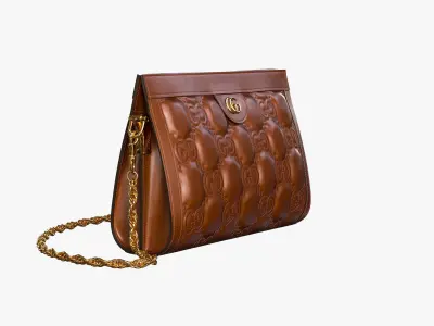 GG matelasse leather shoulder bag Light brown 3D model