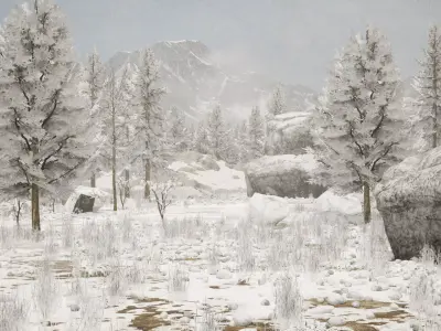 Snow Forest Environment Pack UE Low-poly 3D model