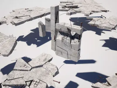  Broken Concrete Debris Low-poly 3D model