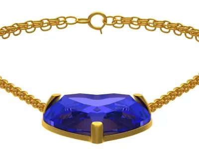 GEMSTONE HEART Blue PENDANT NECKLACE 3D model