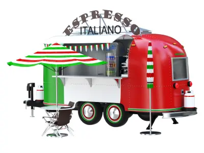 Airstream coffee bar trailer 3D model