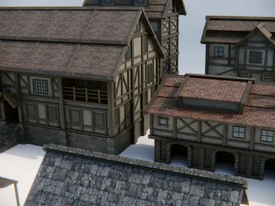 Simple Medieval House Pack Low-poly 3D model