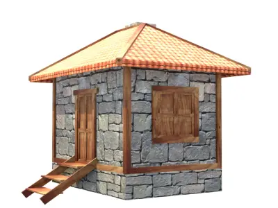 medieval house low poly village town residential game ready 31 Low-poly 3D model