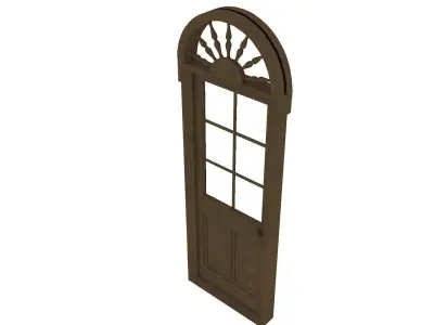 Victorian glass door with toplight Free low-poly 3D model
