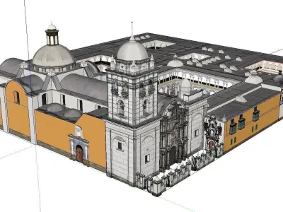 Architecture-Religion-God-Culture-Temple-03 church with two t... 3D model