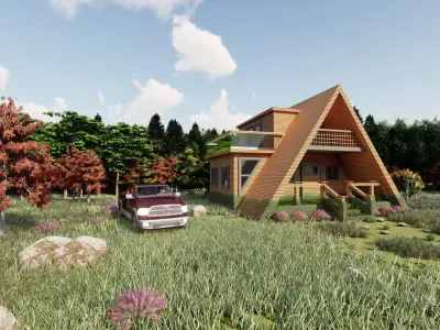 Mountain House 3D Villa Low-poly 3D model
