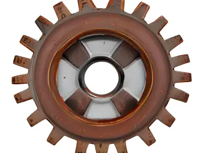 Rusty Industrial Gear Wheel Low-poly 3D model