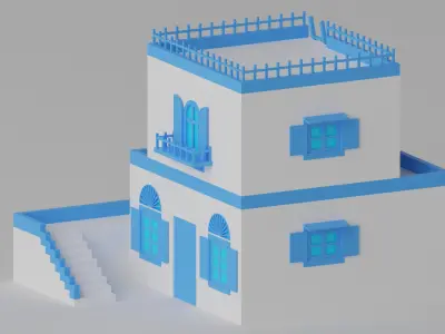 Cartoon Greek House 3D model
