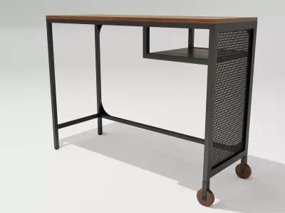 Work Desk Black 100x36 cm 3D model