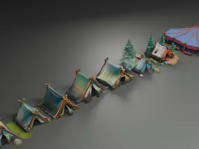 Stylized Forest Tents 3D model