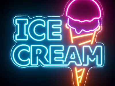 Ice Cream Neon Sign 3D model purchase