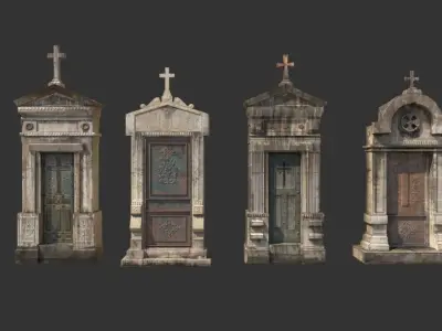 Mausoleum Entrances Lined Side By Side  3D model