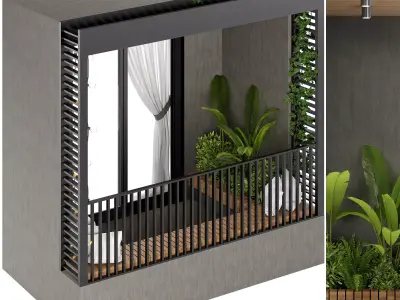 Apartment Modern Balcony 02 3D model