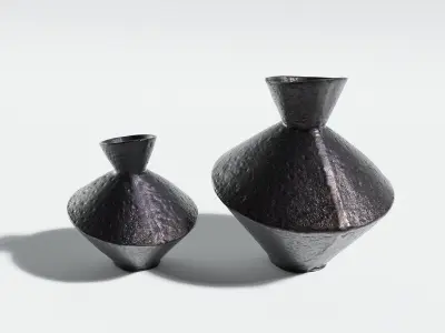 Dark Metal Vases 3D model