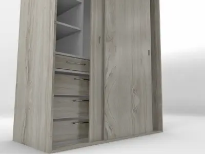 Wardrobe with drawers and doors Free 3D model