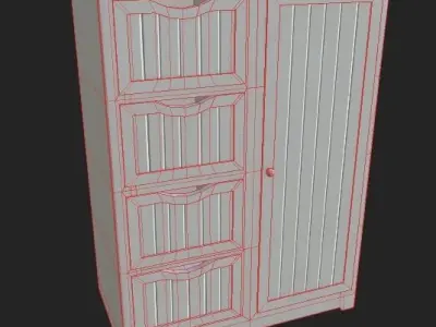 Cupboard with drawers Low-poly 3D model
