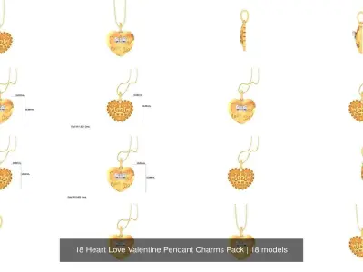18 Heart Love Valentine Pendant Charms Pack