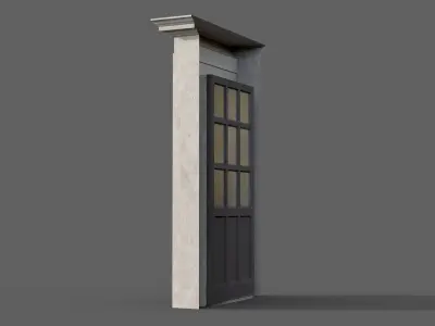 Wooden door 8 Low-poly 3D model