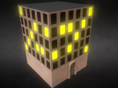 Simple Building Model Low-poly 3D model