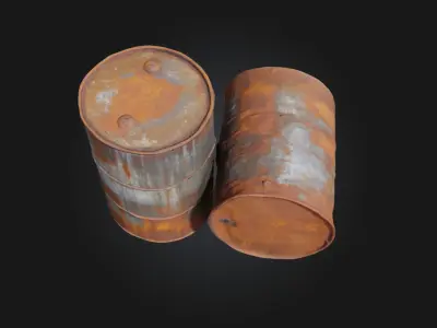 Rusty Barrels  Post Apocalyptic Props Pack 3D model