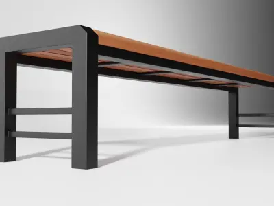 Bench 1 made of metal and wood Low-poly 3D model