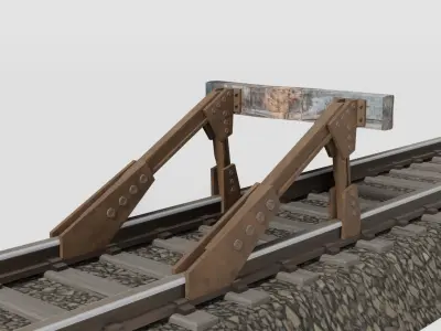 Wornrailway buffer Low-poly 3D model