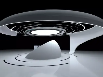 Futuristic Sci Fi Technology Exhibition Pod with Robotic Arms 3D model