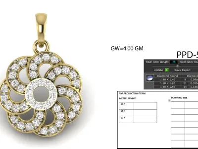 Pendants Collection pearl and diamond pendant gold 3D print model